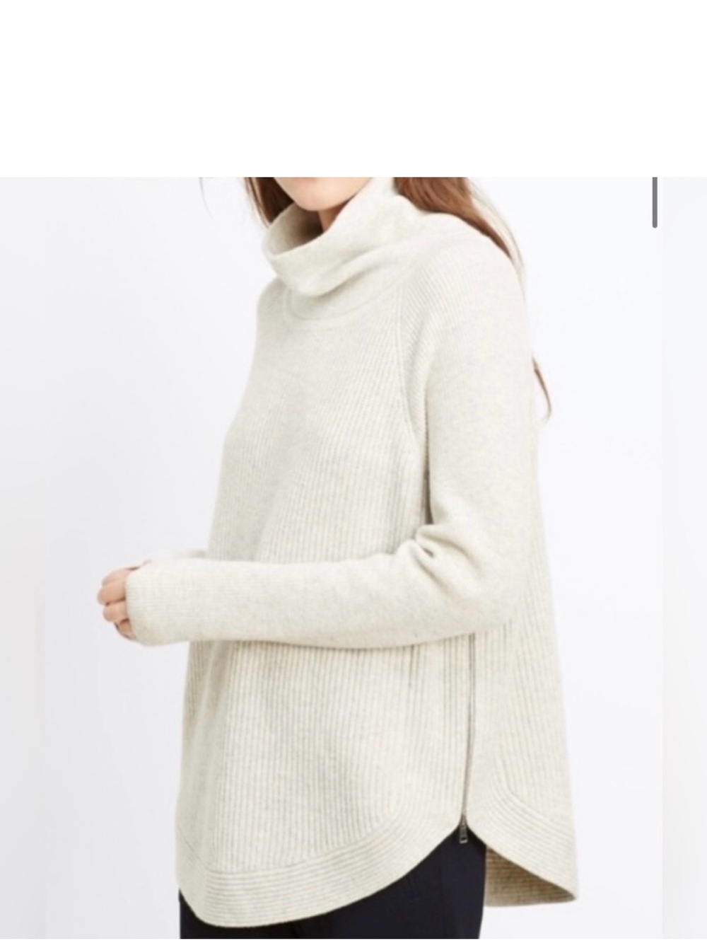 Vince Cream Turtleneck Ribbed Sweater